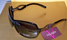 Claiborne - VILLAGER Sunglasses 83025 BLACK W/ GRAY LENSES - 100 UV PROT NWT