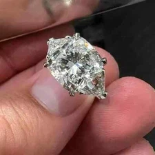 3.00Ct NATURAL MOISSANITE Cushion & Trillion Engagement Ring White Gold Plated