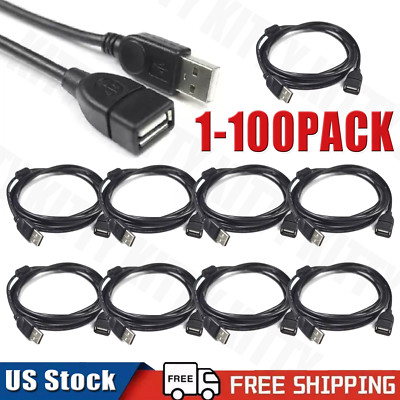 High-Speed USB-USB Extension Cable USB 2.0 Adapter Extender Cord Male/Female LOT