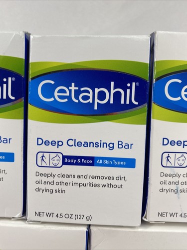 (7) Cetaphil Deep Cleansing Bar Body & Face All Types Remove Oil Impurity 4.5oz - Picture 2 of 3