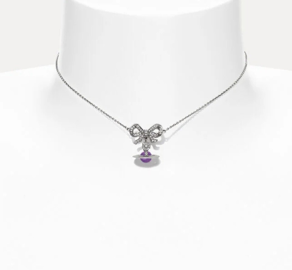 Vivienne Westwood オーブモチーフ付きOctavieチョーカー Vivienne Westwood Purple 3D Orb Saturn With Tiebow Octavie