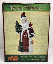 Cracker Barrel Plaid Tidings 19” Ceramic Santa Claus Cookie Jar