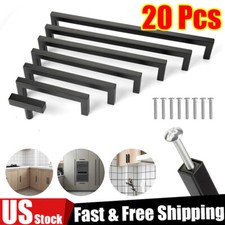 20Pcs Square Cabinet Handles Matte Black Kitchen Drawer Pulls Stainless Steel