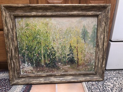 Abstract original Art Painting Tree 1946 Jude Landscape Atelier Board 29 x23.5 
