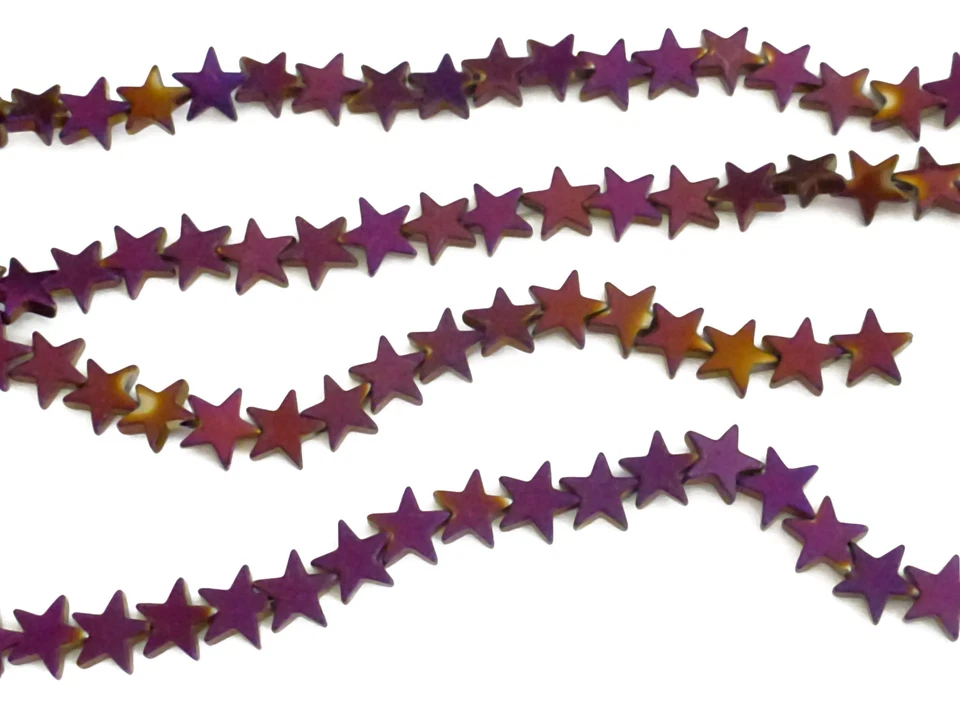 Hämatitperlen Stern 8 mm lila Strang ca. 65 Perlen Spacer nenad-design AN595 - Bild 4 von 4