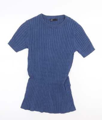 Oodji Damen Pullover Blau Rundhals Baumwollmischung Größe M