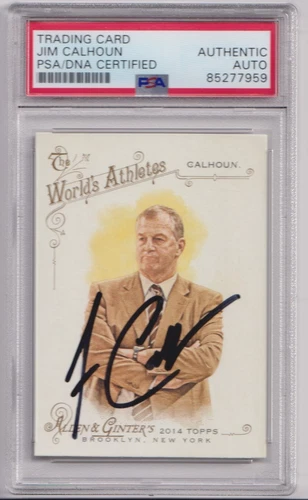 2014 Allen & Ginter JIM CALHOUN Signed Auto Card PSA/DNA UCONN Basketball Coach