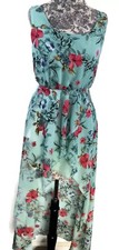 ASOS Dress Womens Size 4 Green Floral Pullover Sleeveless Side Zipper High Low