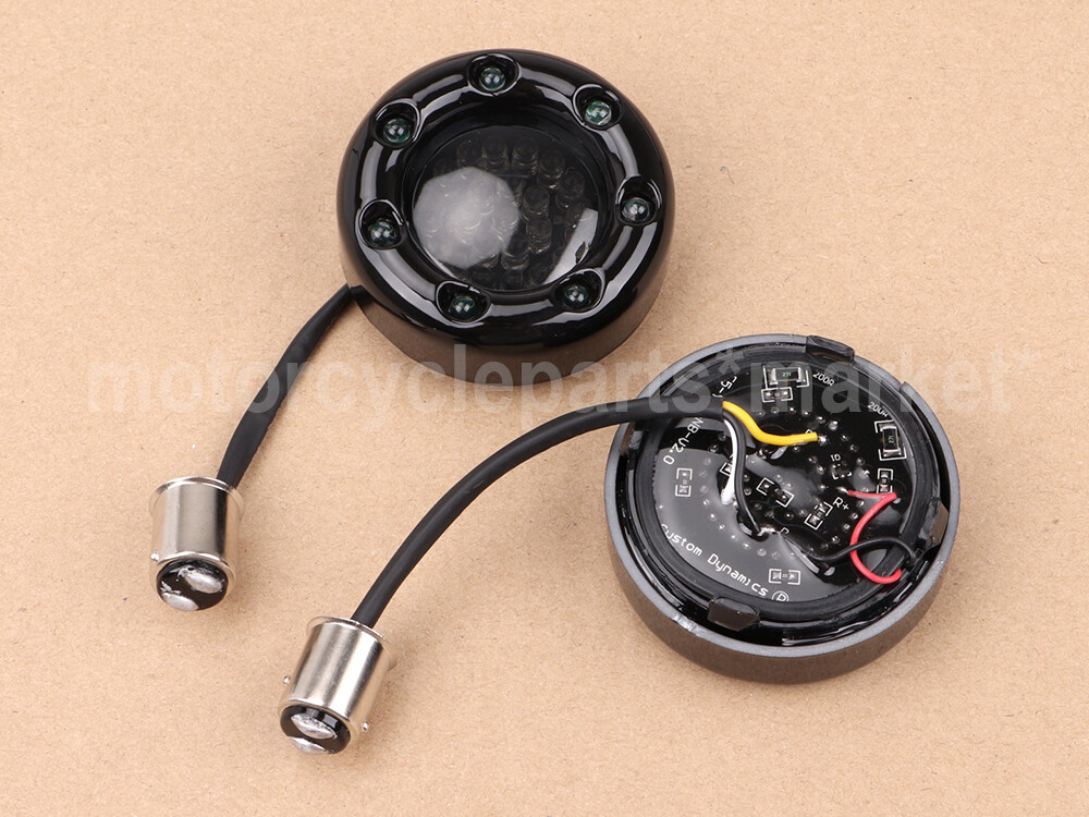 Black/Red FireRing LED Bullet Turn Signals Kit for HD Harley Touring