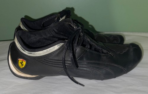 PUMA Ferrari Black Leather Driving 