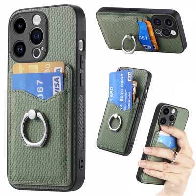 For Xiaomi OPPO VIVO +Ring Holder Magnetic Card Pocket Wallet Case Phone Cover