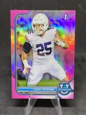 Colby Wooden RC 2022 Bowman University Football 1st Rookie Pink SP Refractor #88