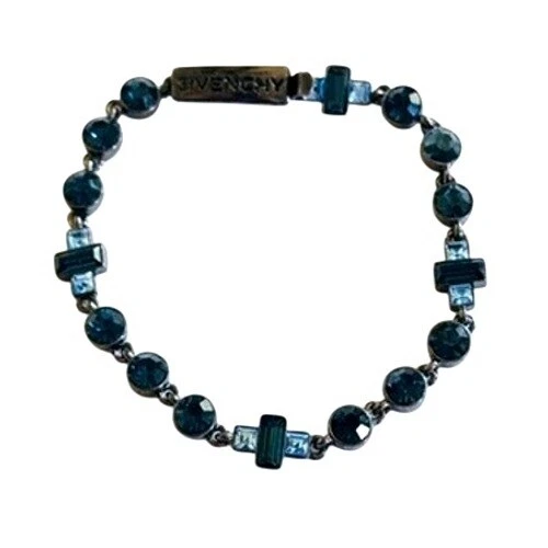 Bracciale Givenchy Logo Flex Vintage Designer Blu Cristallo High End Lusso Elegante 7"