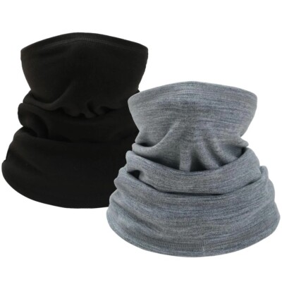 2er Pack Kinder Winter Snoods / Halswärmer / schwarz und grau