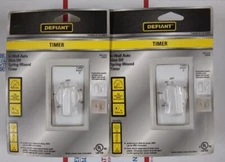  2 DEFIANCE 20 Amp 60-Minute In-Wall Spring wound Timer White + Almond Trim