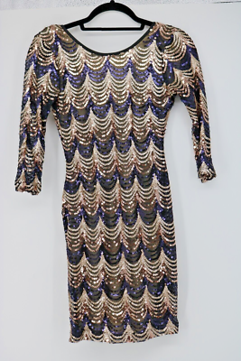 Karlie Womens Dress Gold Sequin Tunic Dress Metallic Gold Shimmer Size S |  eBay