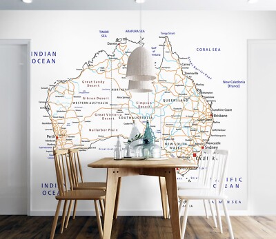 3D Simple Map ZHUA3948 Wallpaper Wall Murals Removable Self-adhesive Ann