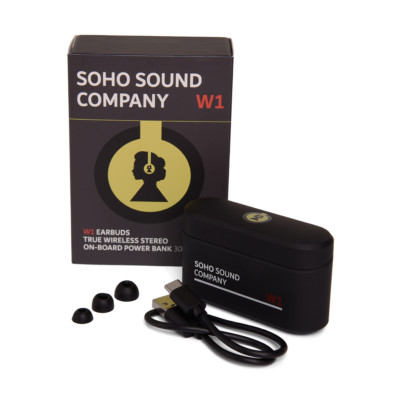 Soho W1 Wireless Bluetooth Kopfhörer / Earbuds mit Ladecase - Schwarz