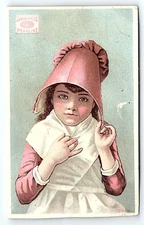 c1880 JAMES PYLES PERLINE GIRL IN BONNET SOAP VICTORIAN TRADE CARD P1951