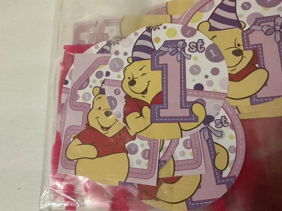 Disney Winnie the Pooh Techo Fiesta Decoración 1er Cumpleaños Rosa de Hallmark Foto 3 de 4