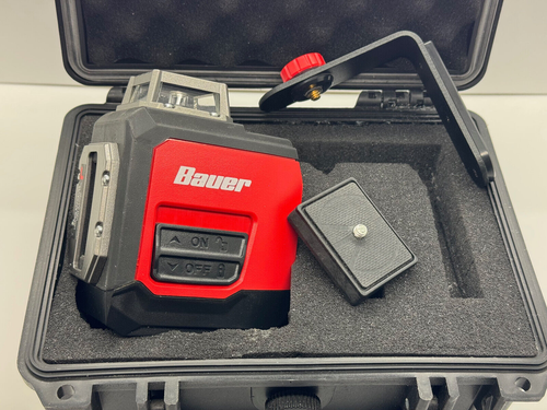 BAUER 20202L-B 50FT SELF-LEVELING 360 HORIZ CROSSLINE LASER LEVEL w/ Case, Mount