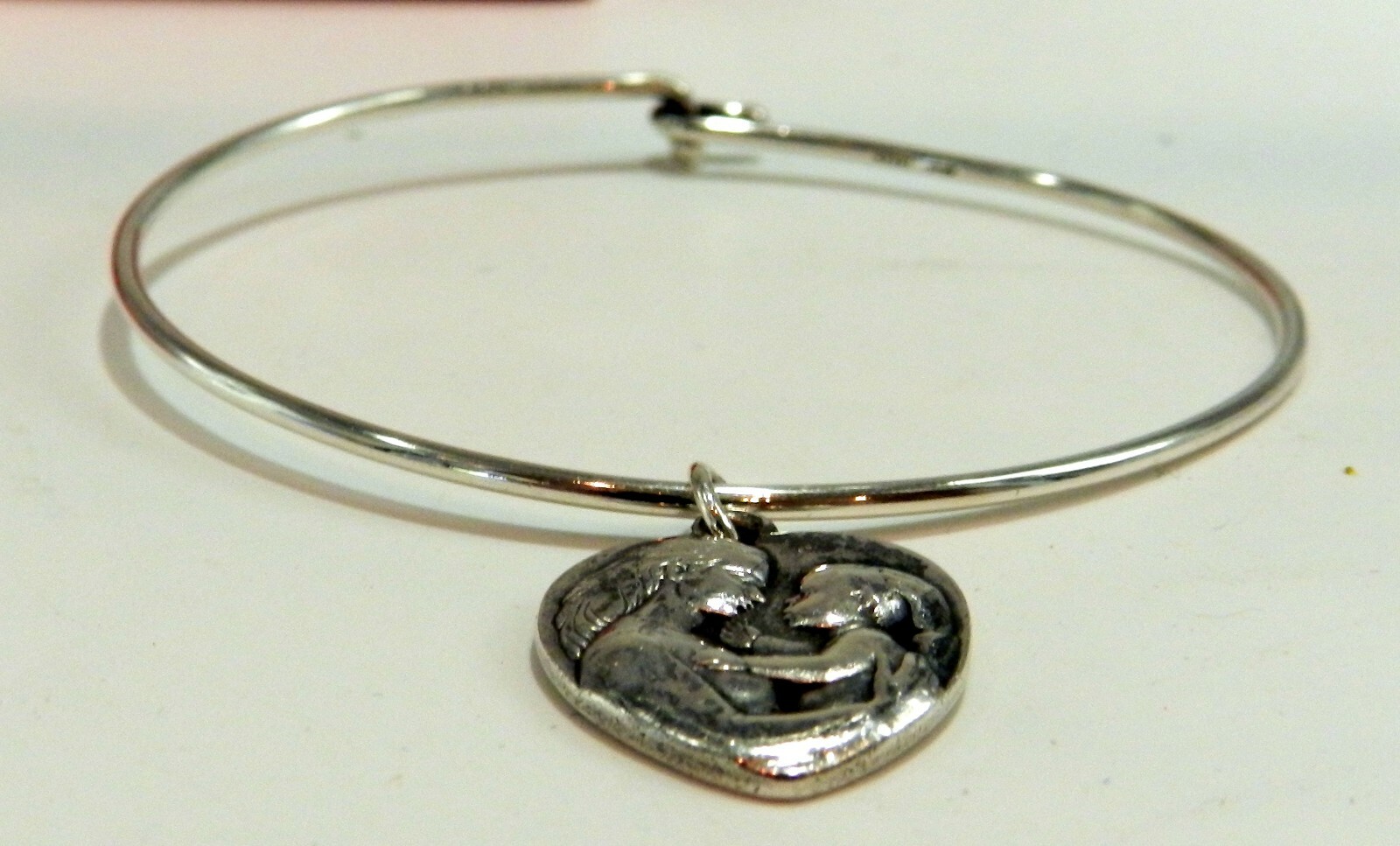 JAMES AVERY STERLING SILVER Hook BANGLE BRACELET WITH HEART MOTHER