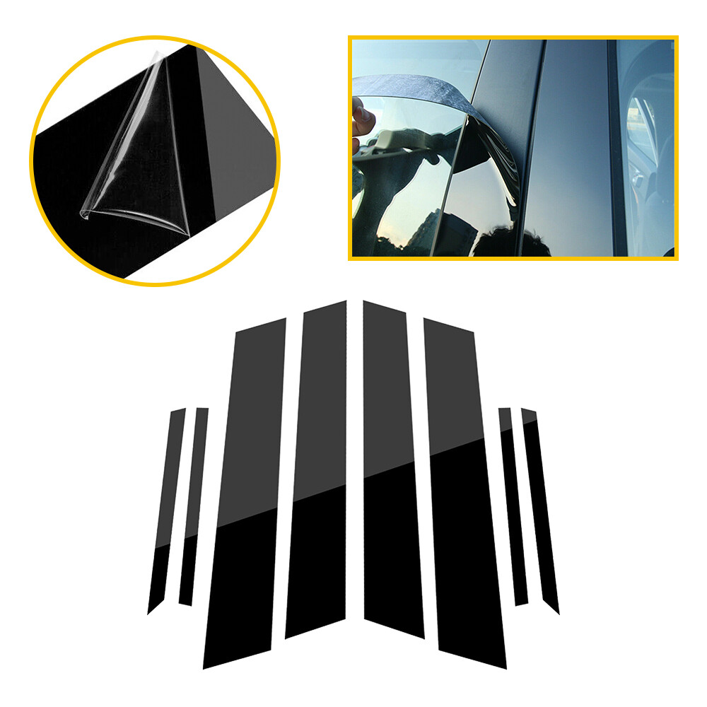 Black Pillar Posts Set 8PCS Cover Door Trim Window For Honda Civic 2012-15