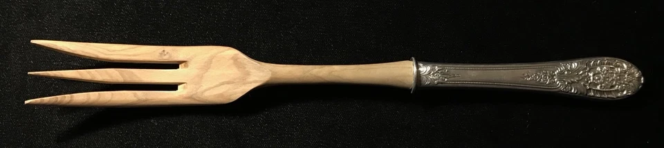 Cubiertos de plata de ley - Juego de servir ensalada International Crown Princess madera Foto 4 de 4