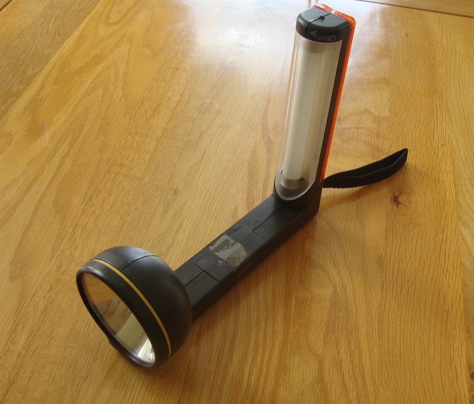 Vintage DURACELL TORCH w/ amber warning light & fluorescent tube