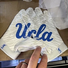 UCLA Team Issued Player Exclusive Under Armour WhiteAnd Blue Football Gloves 4xl