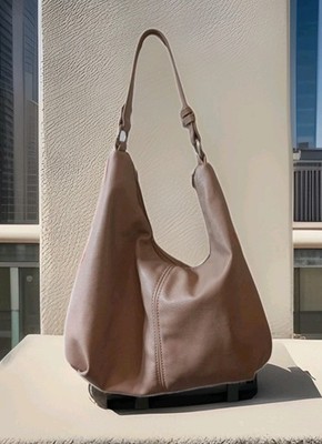 Urban Originals Anthropologie Tote Tan Faux Leather Hobo  Crescent Bag EUC