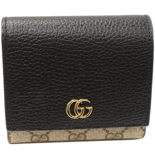 Gucci Portefeuille Bi Pliable Fermeture Éclair en Forme de L avec Porte Monnaie Gg Supreme Bicolore Medium P