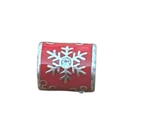 Brighton Snow prints Bead Charm-spacer- red silver- snowflakes-crystals-holiday