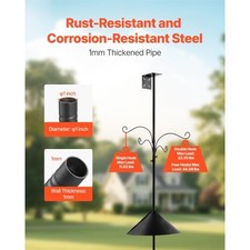 4-Hook Wild Bird Feeder Stand Pole, 92 Inch Bird Feeding Station Kit, 31/32 inch