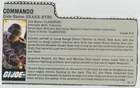 GI Joe ARAH 1985 Snake Eyes v.2- File Card