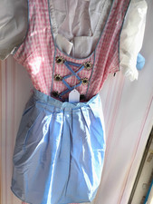 NEW US 8/10,Trachten,Oktoberfest,Germanfest Bavarian Dirndl Dress,3-pc,Pink,Blue