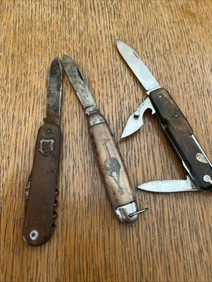 lot 3 Couteau font un Begon ancien manche bois - Photo 1/4