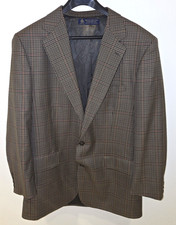 Brooks Brothers Vtg 90s Made USA Brown Wool Gingham Plaid Suit Blazer Men Sz 43L