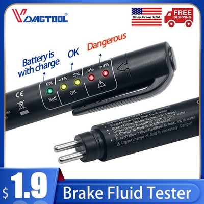 Brake Fluid Tester Pen 5 LED Auto Oil Moisture Diagnostic Tool For DOT3 DOT4DOT5