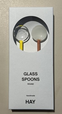 HAY Glass Spoons Set of 2 Yellow & Brown | Scandinavian Design Stirring Spoons
