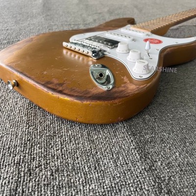 Ledux Solid Electric Guitar Stainless Rounded Fret Edge Aged Gold aged top