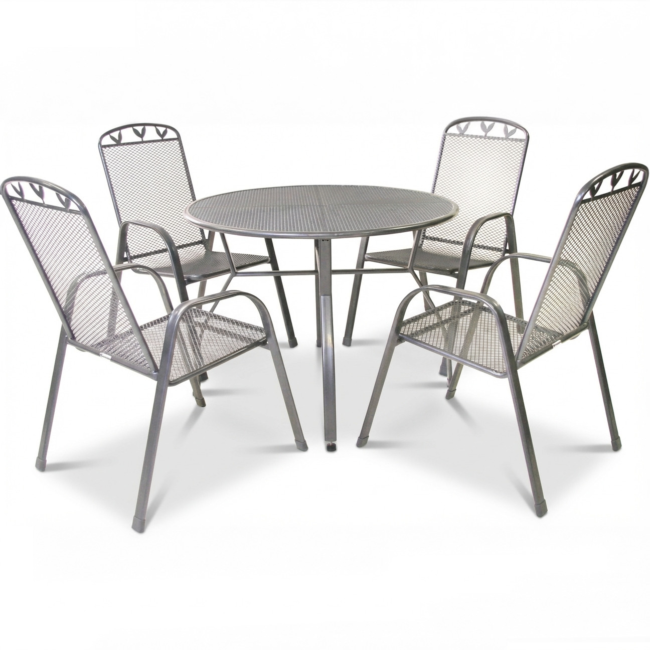greemotion Gartenmöbel Set 5-teilig Toulouse Metall grau wetterfest inkl. Tisch