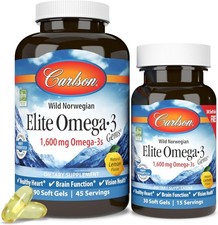 Carlson Elite Omega-3 Gems 1600 mg Fish Oil - 90 + 30 Soft Gels