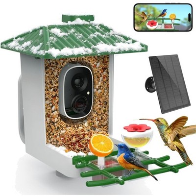 Smart Bird Feeder with Camera Solar Powered, 2K HD WiFi Live View Bird Feeder...