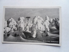 AK Brocken Harz Brockenhotel Aussichtsturm Winter viel Schnee 1955 Wernigerode