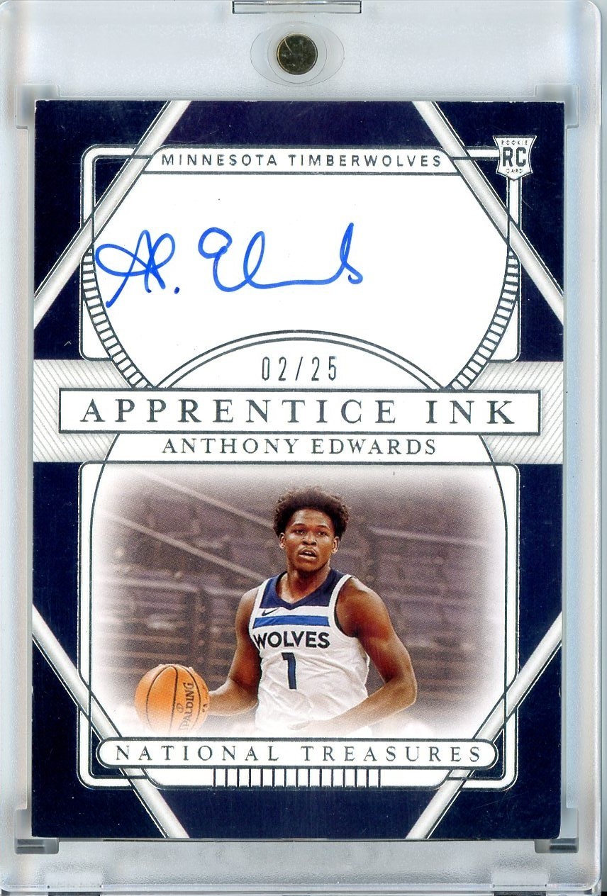 2020-21 National Treasures Anthony Edwards Apprentice Ink RC /25 Auto