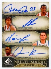 2009-10 UD SP Game Used Multi Marks Dennis Rodman/Love/Aldridge Quad Auto 9/10