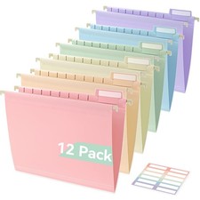 SortRax Plastic Hanging File Folders, Sturdy Tear-Resistant, Letter, Pastel