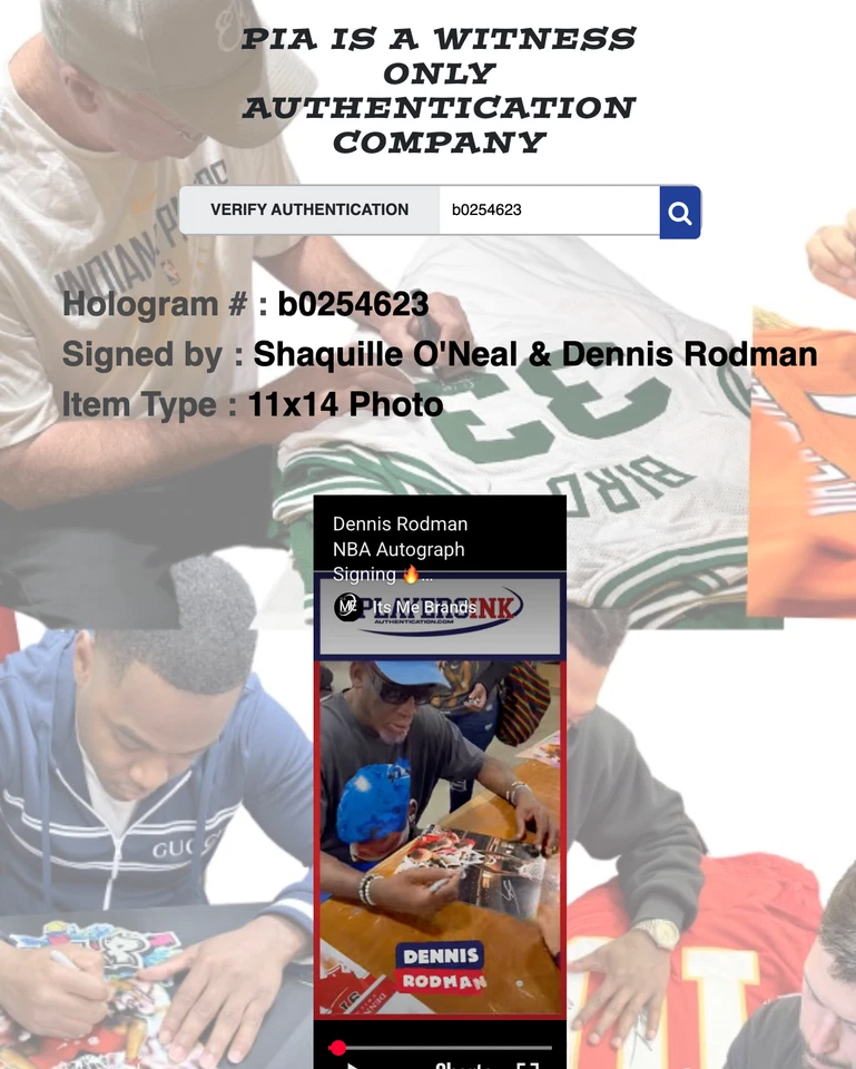 Shaquille O'Neal & Dennis Rodman Dual Signed 11x14 Photo Auto Shaq PIA & JSA COA - Image 3 of 3