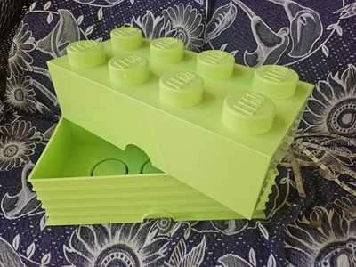 LEGO Stackable Large Storage Brick w/8 Knobs Lime Green/Lime Green NEW- RARE